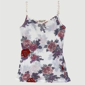 white floral tank top